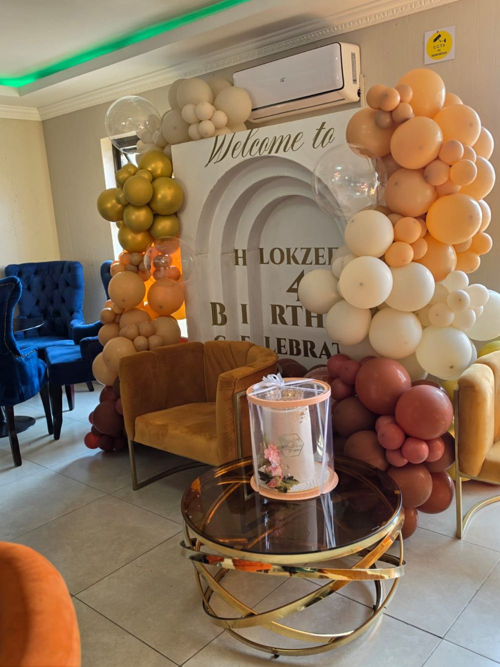 Balloon garland and welcome backdrop styled by Righteous Path Events